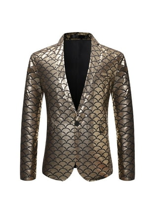 QIPOPIQ Clearance Men's Suits One Button Sequin Beaded Perforce