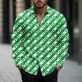 thumbnail image 1 of cllios Men's St. Patrick's Day Button Down Shirt Hawaiian Shirts for Men Green Stripes Printed Summer T Shirt Lucky Short Sleeve Party Tops, 1 of 5