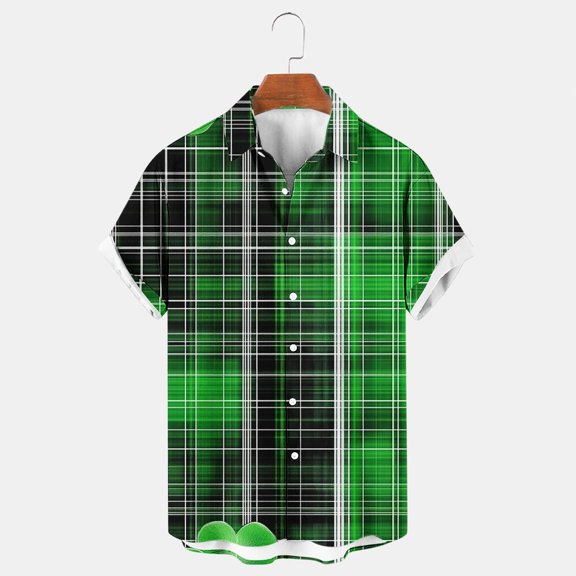 cllios Men's St Patrick's Day Shirt Funny Irish Shamrock Graphic Hawaiian Tshirt Short Sleeve Casual Button Down Shirt Summer Beach Tops for Men