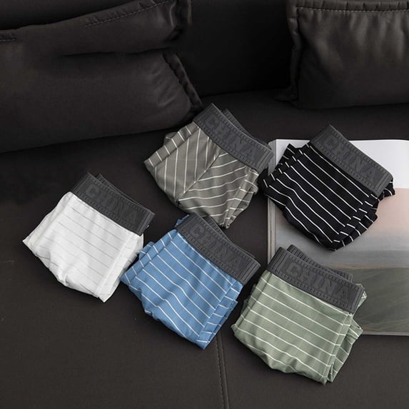 cllios Men's Striped Boxer Briefs Soft Stretch Underwear with Contour Pouch and Wide Waistband