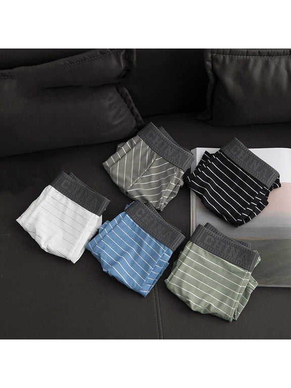 Men's Striped Boxer Briefs Soft Stretch Underwear with Contour Pouch and Wide Waistband