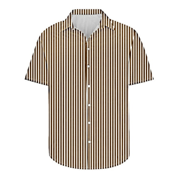 cllios Men's Striped Shirts Casual Short Sleeve Button Down Shirts Big and Tall Summer Beach Shirts for Men Holiday Aloha Tops