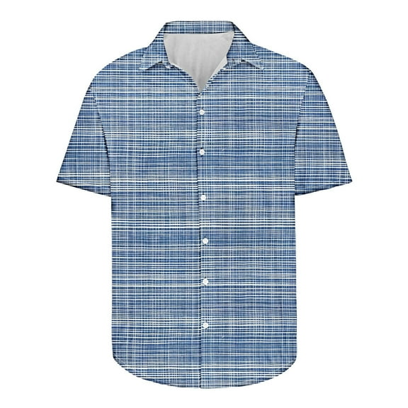 cllios Men's Striped Shirts Casual Short Sleeve Button Down Shirts Big and Tall Summer Beach Shirts for Men Holiday Aloha Tops
