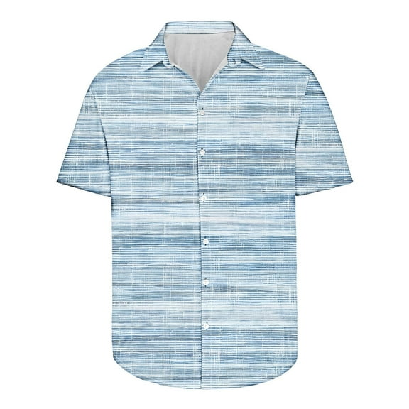 cllios Men's Striped Shirts Casual Short Sleeve Button Down Shirts Big and Tall Summer Beach Shirts for Men Holiday Aloha Tops