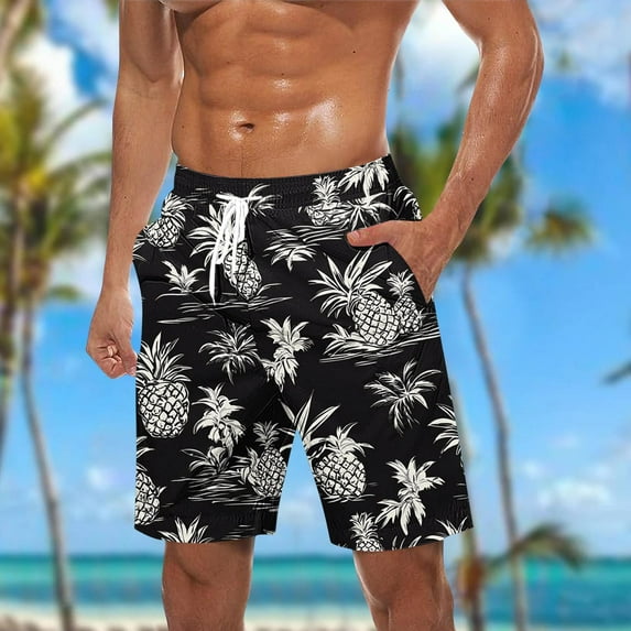 cllios Men's Swim Trunks Swimsuit Mens Floral Print Swim Board Short Bathing Suit Trendy Men Hawaiian Beach Shorts with Pockets Elastic Waist