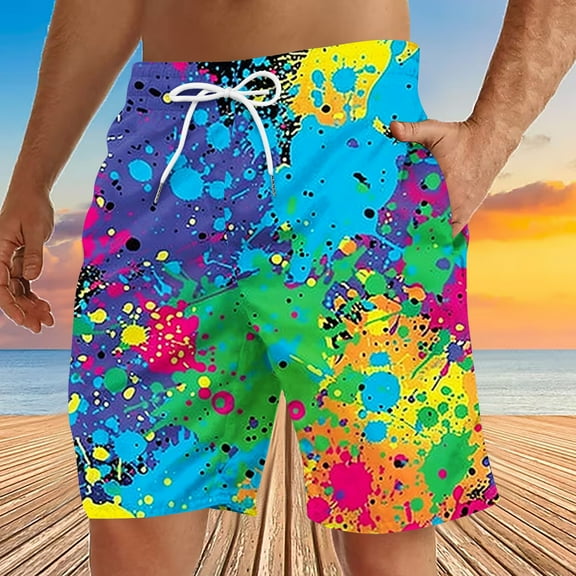 cllios Men's Swimming Trunks Big and Tall Hawaiian Beach Shorts 5 Inch Quick Dry Bathing Suits Swimwear with Pockets Drawstring Elastic Waist Swim Shorts Board Shorts for Men