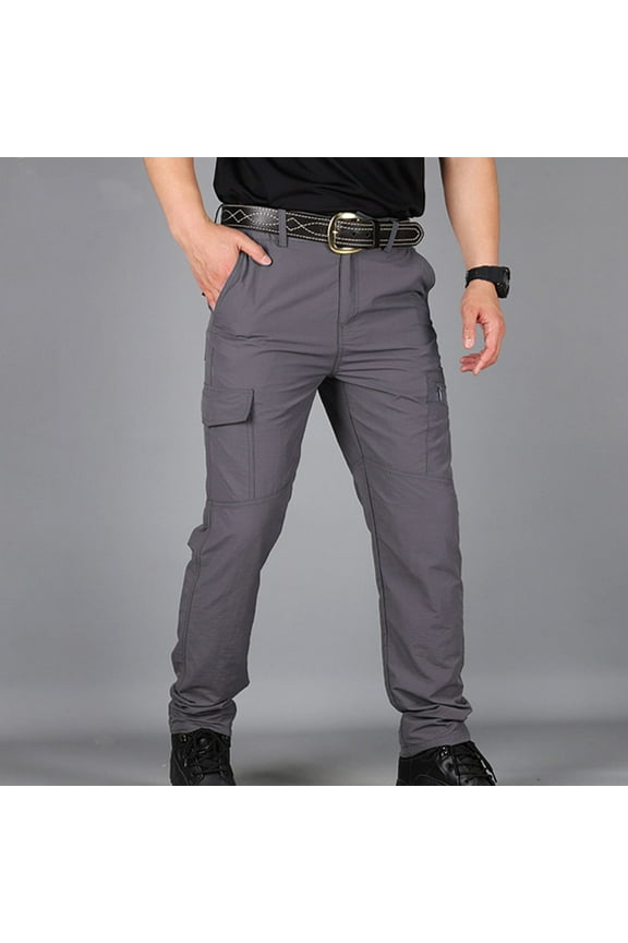 Men's Cargo Pants, Quick Drying Cargo Pants Casual Elastic Waist Straight Leg Trousers Lightweight EDC Work Hiking Pants Multi Pockets Outdoor Apparel
