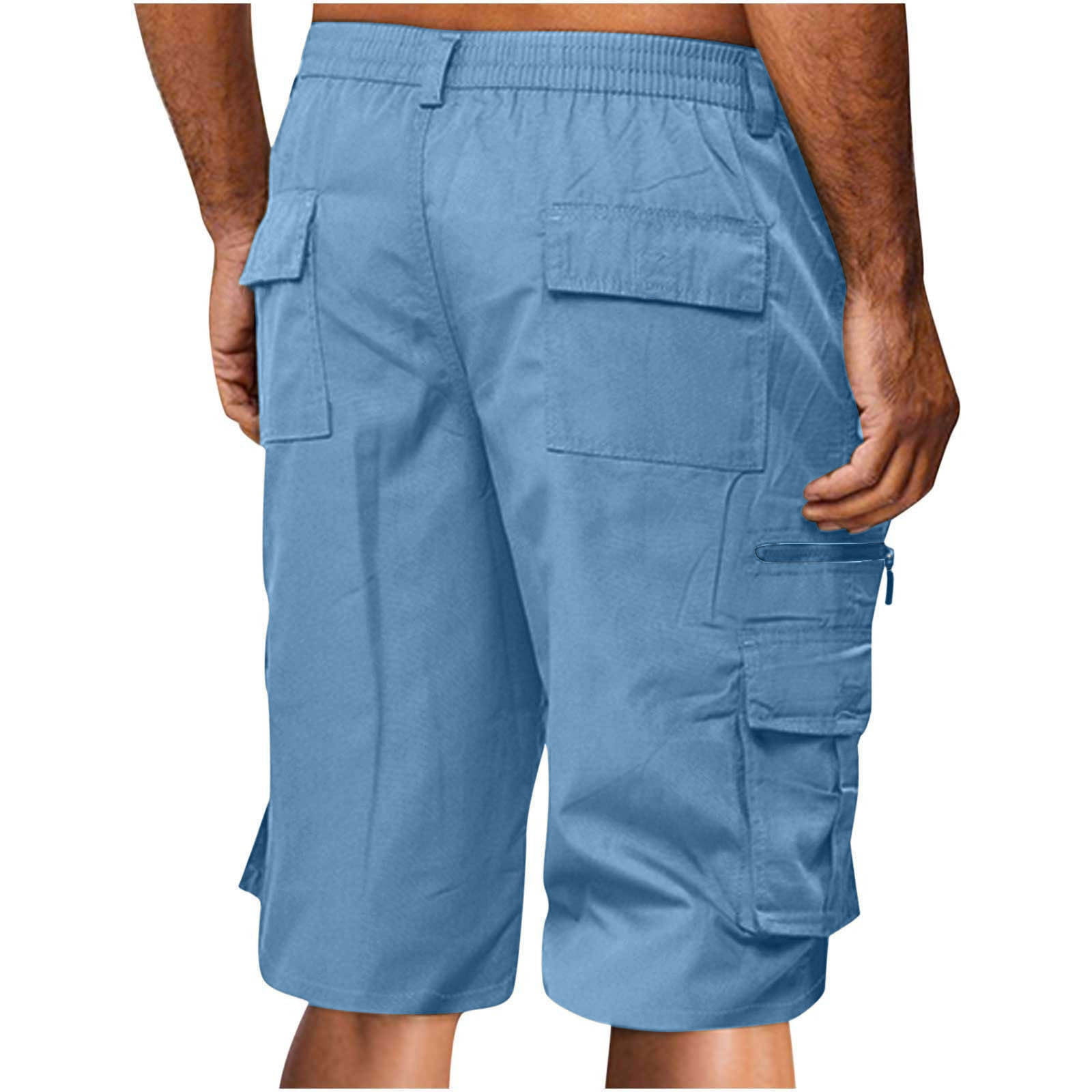 cllios Men's Twill Cotton Cargo Shorts Casual Below Knee Workout Shorts