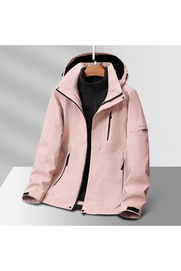 Men's Waterproof 3-in-1 Ski Snow Jacket Puffer Liner Insulated Winter Coat Lightweight Hooded Softshell Jacket Travel Jacket with Hidden Pockets