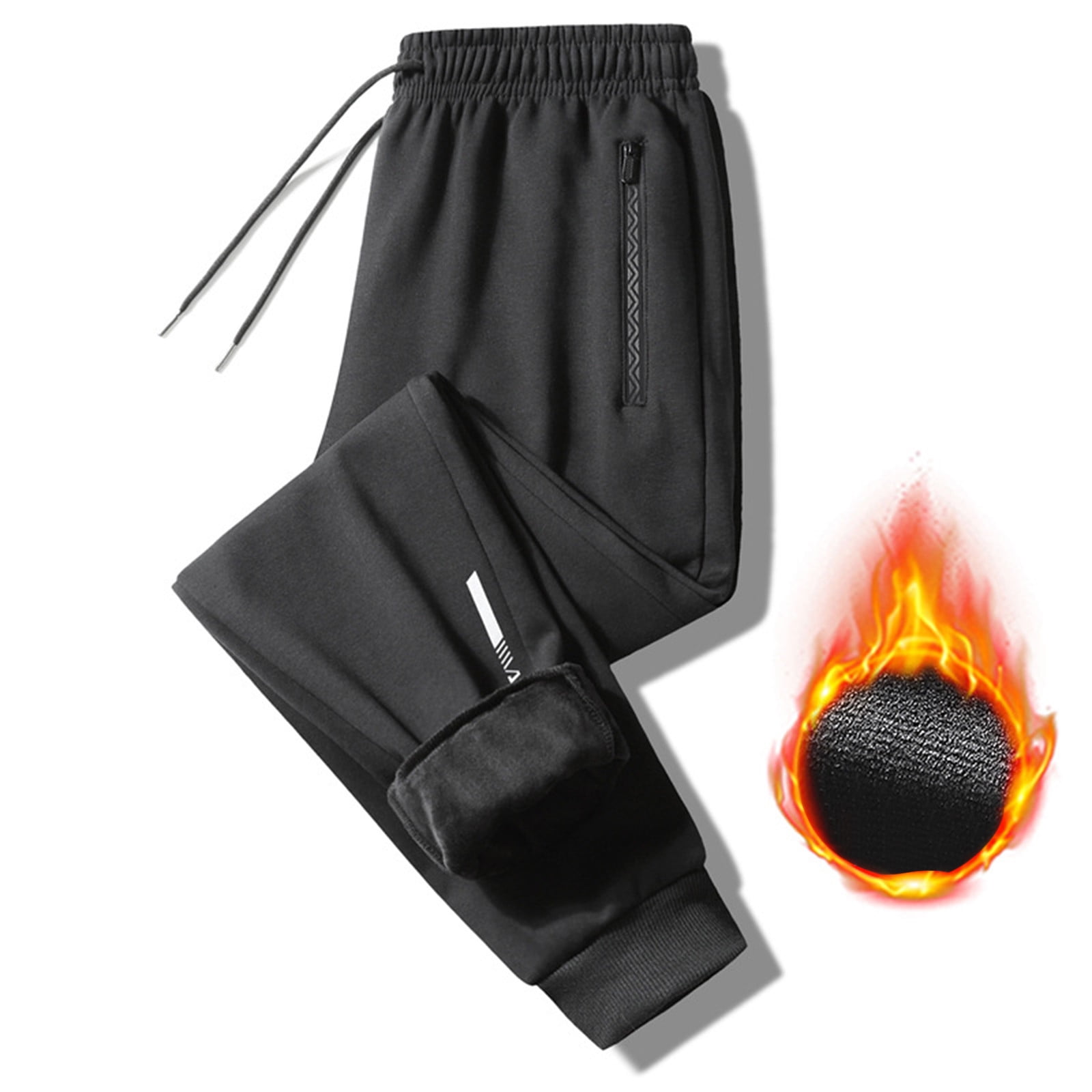 cllios Men's Winter Fleece Pants Big and Tall Loose Straight Trousers