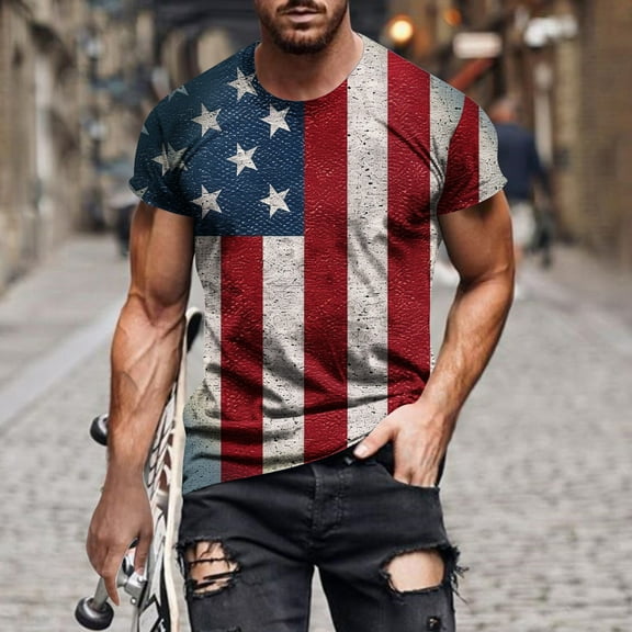 cllios Mens 1776 Independence Day Shirt Retro American Flag Graphic Tees 4th of July Patriotic Shirts for Men Gift Tops Camisas Para Hombre