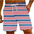 thumbnail image 1 of cllios Mens 4th of July Swim Trunks Red White and Blue Print Board Shorts 5 Inch Drawstring Beach Shorts Independence Day Patriotic Shorts with Pockets, 1 of 5