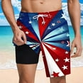 thumbnail image 1 of cllios Mens 4th of July Swim Trunks Swimming Trunks with Compression Liner Board Shorts 7 inch Quick Dry Swim Shorts Novelty Red White and Blue Swimsuit, 1 of 6