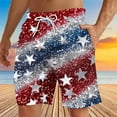 thumbnail image 1 of cllios Mens American Flag Swim Trunks 4th of July Patriotic Shorts Red White and Blue Printed Drawstring Elastic Waist Board Shorts with Pocket, 1 of 4