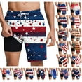thumbnail image 1 of cllios Mens American Flag Swim Trunks with Compression Lining Quick Dry USA Patriotic Board Shorts 4th of July Lightweight Drawstring Swimwear Bathing Suits, 1 of 7