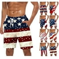 thumbnail image 1 of cllios Mens Amrican Flag Swim Trunks July 4th Elastic Waist Beach Shorts Swimwear Independece Day Patriotic Red White and Blue Print Bathing Suits, 1 of 6