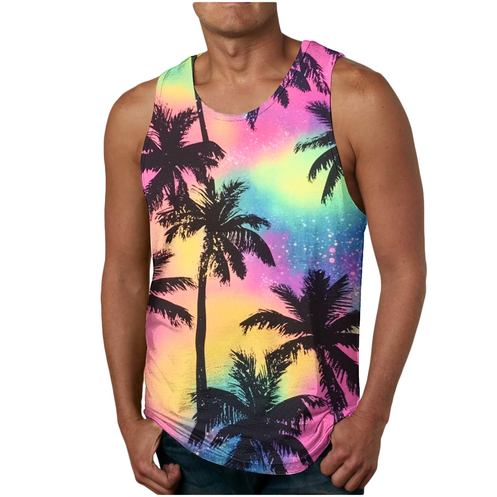 Women's Sun Salt Sand Beach Tank Top – Coconut Tree Graphic, Sleeveless Summer Tee For Vacation - View #10