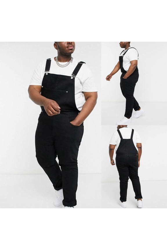 Mens Bib Overalls Denim Regular Fit Outdoor Work Practical Jeans Jumpsuits Lounge Pocket Overalls