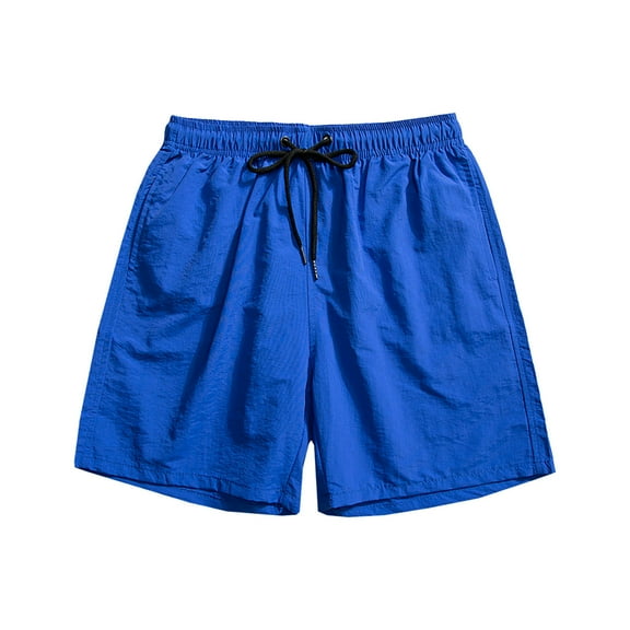 cllios Mens Big and Tall Beach Shorts Basic Solid Color Quick Dry Swim Trunks Lightweight Drawstring Elastic Bathing Suits Swimwear with Pockets Blue 4XL