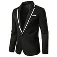 thumbnail image 1 of cllios Mens Blazer Big and Tall Office Work Suit Jacket One Button Slim Fit Suit Business Daily Blazer Jacket Long Sleeve Notched Lapel Suit Jacket Black XL, 1 of 3