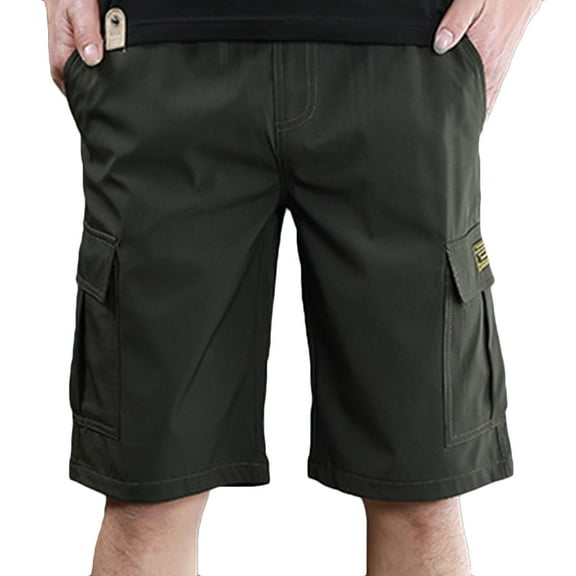 cllios Mens Cargo Shorts Big and Tall with Multi Pockets Summer Drawstring Work Shorts Workwear Athletic Shorts Fathers Day Gifts Army Green,XXL