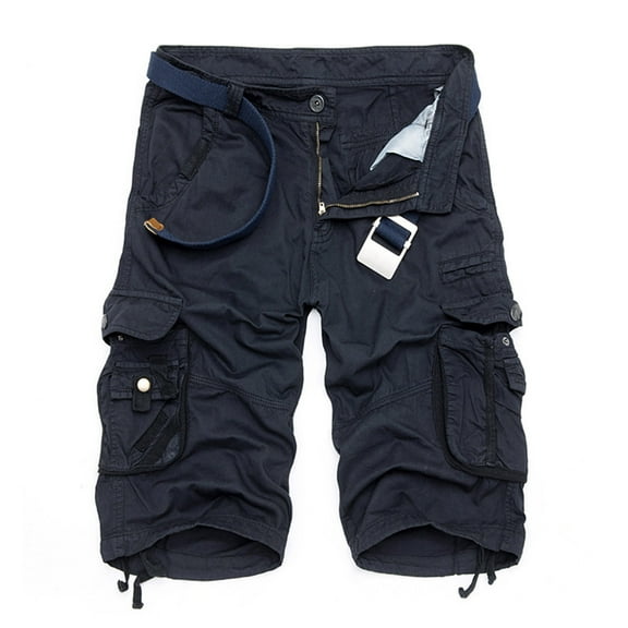 cllios Mens Cargo Shorts, Men's Casual Pure Color Outdoors Pocket Beach Work Trouser Cargo Shorts Pant
