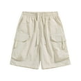 thumbnail image 1 of cllios Mens Cargo Shorts Summer Drawstring Work Shorts Comfortable Athletic Shorts with Multi Pockets Cargo Shorts for Men Under $5 Beige,XXL, 1 of 4