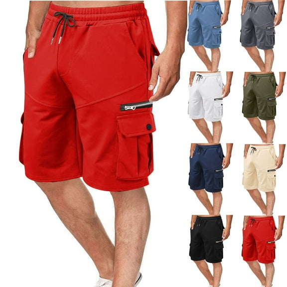 cllios Mens Cargo Sweat Shorts Casual Drawstring Elastic Waist Athletic Workout Gym Jogger Shorts Multi Pockets Outdoor Sports Shorts