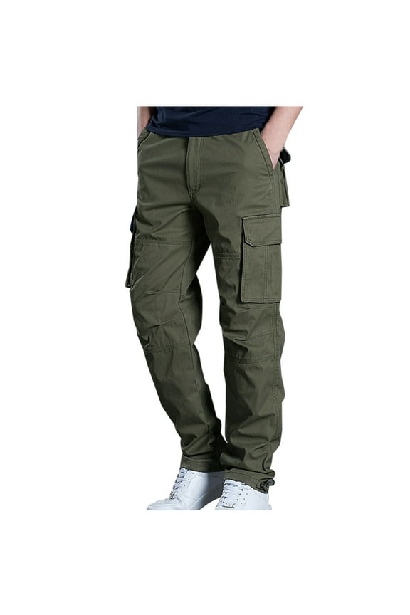 Mens Cargo Work Pants Regular Straight Leg Cargo Pant Casual Cotton Hiking Pants Lightweight Outdoor Work Trousers Multi Pockets