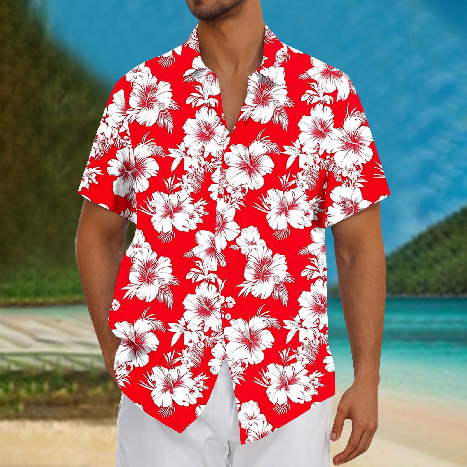 LA LEELA Men's Button Down Hawaiian Shirt Stylish Beach Short Sleeves Aloha Party Casual Tops Summer Funky Holidays Shirts S Grey Ae9