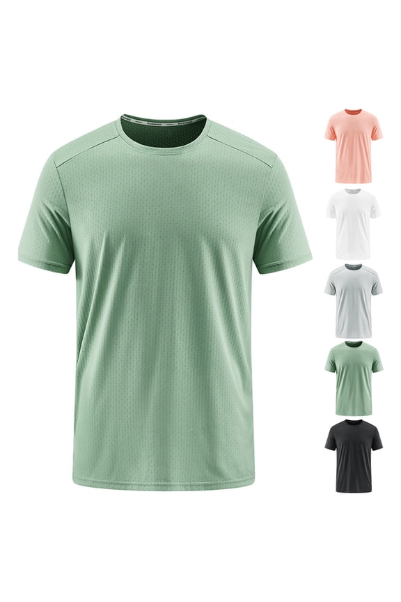 Mens Casual Moisture Wicking Shirts Plus Size Quick Dry Short Sleeve Shirts Big and Tall Crewneck Tshirt Cooling Solid Athletic Pullover Tops