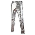 thumbnail image 1 of cllios Mens Casual Night Club Metallic Moto Jeans Style Flat Front Suit Pants Straight Leg Trousers Disco, 1 of 2