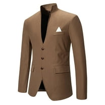 cllios Mens Casual Suit Blazer Jackets Stand Mandarin Collar Lightweight Sport Coats Long Sleeve Button Down Business Coat Slim Fit Blazer Jacket for Dinner Prom Party