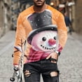 thumbnail image 1 of cllios Mens Christmas T Shirts Cute Xmas Snowman Printed Tee Shirt Slim Fit Long Sleeve Roune Neck Tees Ugly Chritsmas Shirts for Men,Men's Vacation Tops, 1 of 5