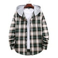 thumbnail image 1 of cllios Mens Classic Plaid Jacket Hoodie, Button Up Flannel Shirt Jackets for Men with Hood, Long Sleeve Hooded Plaid Shackets Army Green L, 1 of 5