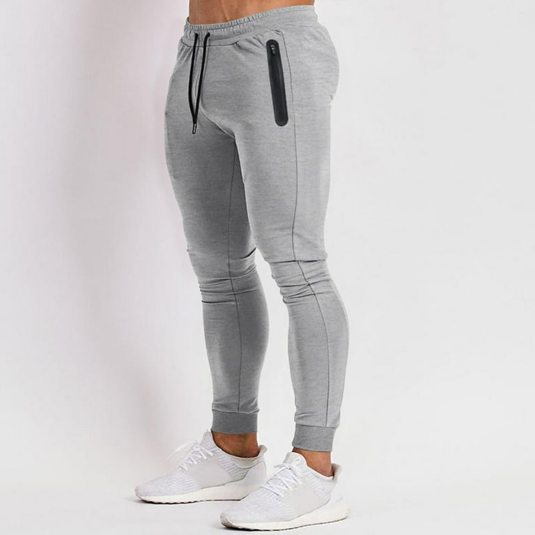 cllios Mens Cotton Athletic Pants Workout Bottom Running Sweatpants Slim Fit Straight Leg Casual Joggers with Zipper Pockets Walmart