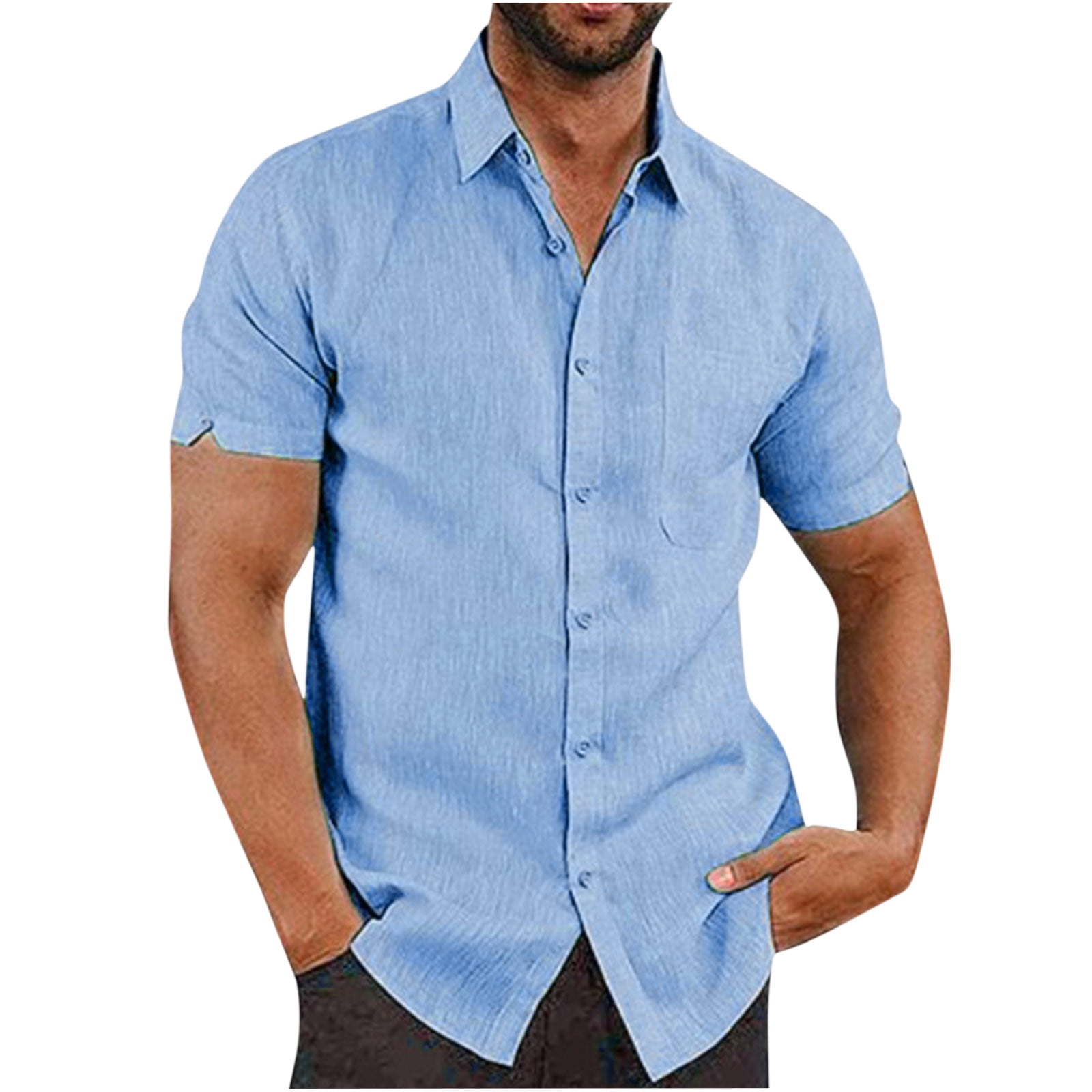 Men's Cuban Guayabera Shirt - Short Sleeve Linen-Blend Button-Down For Summer & Beach