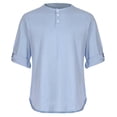 thumbnail image 1 of cllios Mens Cotton Linen Shirts Summer Casual Button Up Henley Shirt Classic Solid Roll Up Long Sleeve Slim Top Lightweight Shirt, 1 of 9