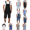 thumbnail image 1 of cllios Mens Denim Shorts Bib Overall Loose Fit Ripped Jeans Adjustable Straps Jean Shorts Outdoor Work Practical Jeans with Pockets, 1 of 8