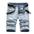 thumbnail image 1 of cllios Mens Denim Shorts Big and Tall, Men's Ripped Distressed Denim Trunks Stretchy Washed Jeans Shorts Cut-Off Classic Fit Motor Bike Jeans Trunks, 1 of 9