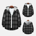 thumbnail image 1 of cllios Mens Flannel Hoodie Shirt Long Sleeve Plaid Button Up Shirts Lightweight Flannel Shirt Regular Fit Casual Shirts Trend Hip Hop Hooded Cardigan Gray M, 1 of 9
