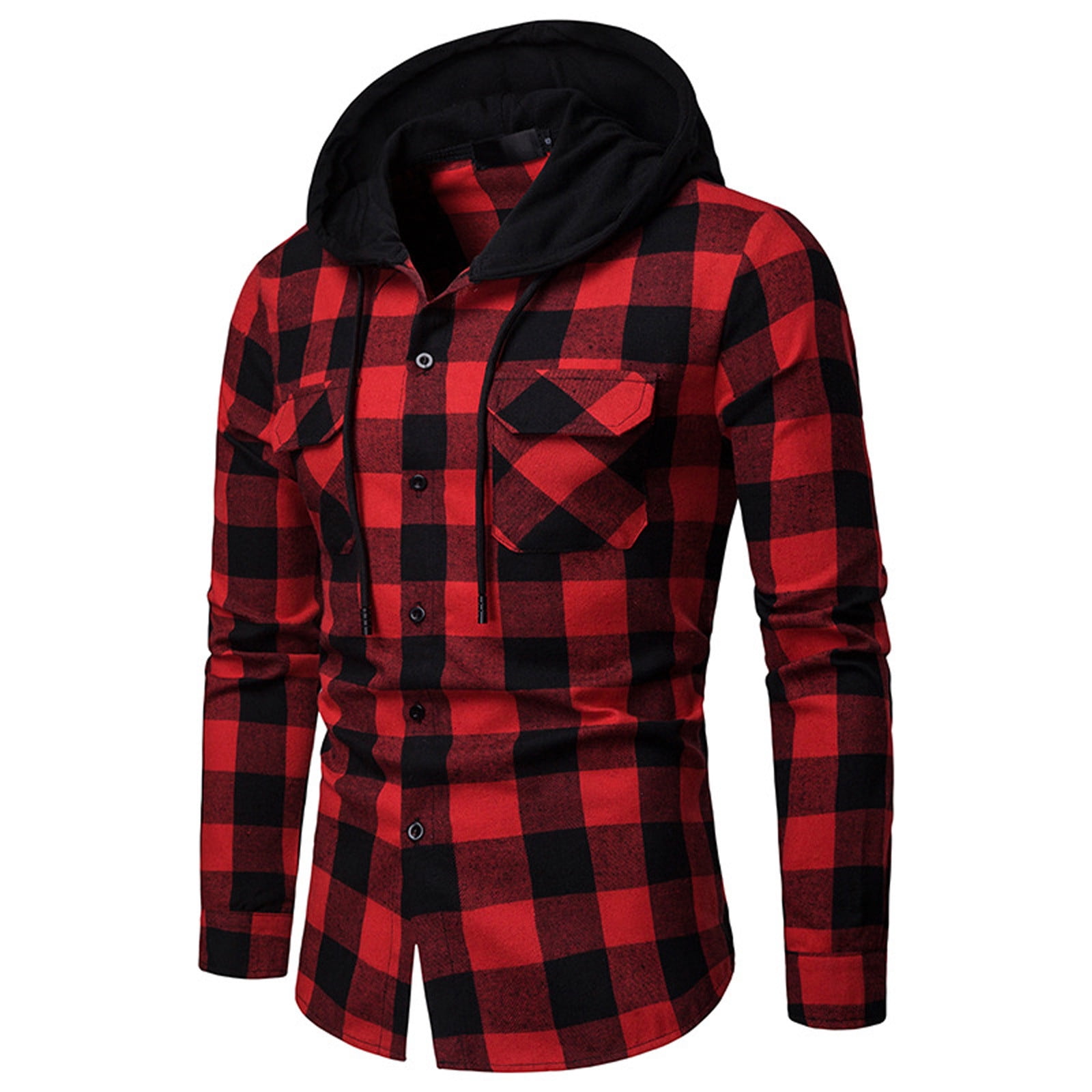 cllios Mens Flannel Shirts Casual Plaid Hoodies Fall Button Down Shirt