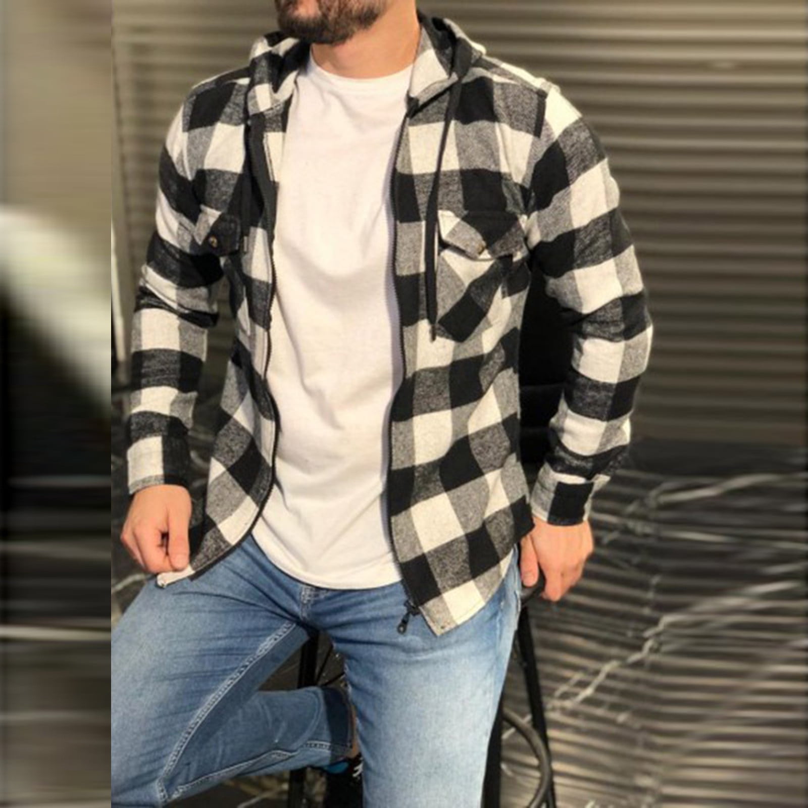 cllios Mens Flannel Shirts Clearance Plaid Outwear Fall Button Down Shirt Jacket Modern Fit Long