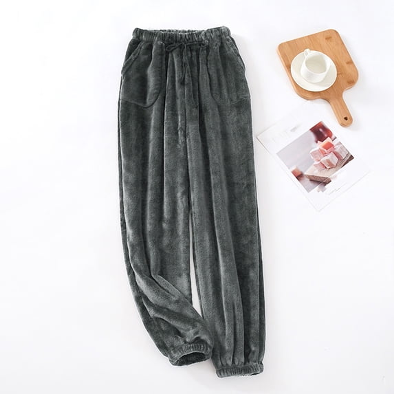 cllios Mens Fleece Pajama Pants Fuzzy Plush Pjs Bottoms Winter Warm Homewear Drawstring Elastic Waist Lounge Pants with Pockets