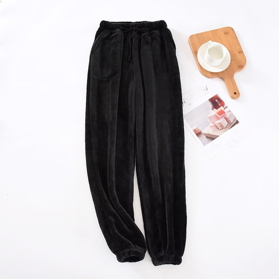 cllios Mens Fleece Pajama Pants Fuzzy Plush Pjs Bottoms Winter Warm Homewear Drawstring Elastic Waist Lounge Pants with Pockets