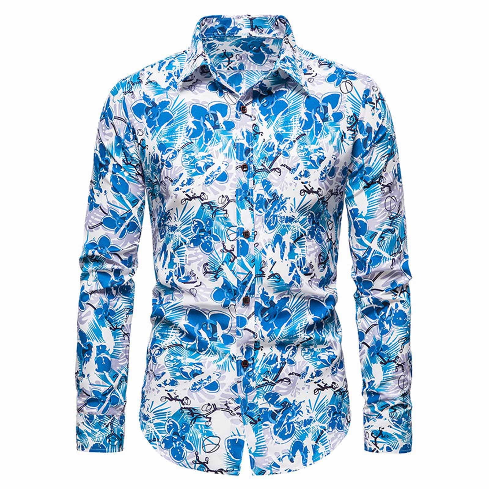 cllios Mens Floral Dress Shirts 2024 Clearance Deals Regular Fit Long