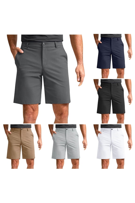 Mens Golf Shorts 7" Work Dress Shorts Casual Flat Front Shorts Lightweight Quick Dry Athletic Casual Shorts with Pockets