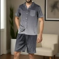 thumbnail image 1 of cllios Mens Gradint Pajama Sets Stain Silk Matching Pjs Sets Button Down Sleepwear 2 Piece Short Sleeve Loungewear with Shorts, 1 of 5