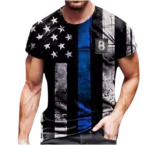 cllios Mens Graphic Tees 4th of July Short Sleeve Muscle Shirts Independence Day Distressed American Flag Print Crew Neck Workout Tshirts Big and Tall Patriotic Shirts for Men