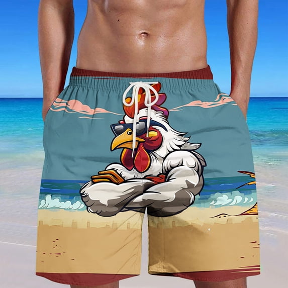 cllios Mens Hawaiian Swim Trunks 7 Inch,Big and Tall Swimming Shorts Stretch Elastic Waisted Workout Board Shorts Quick Dry Drawstring Beach Shorts with Pockets